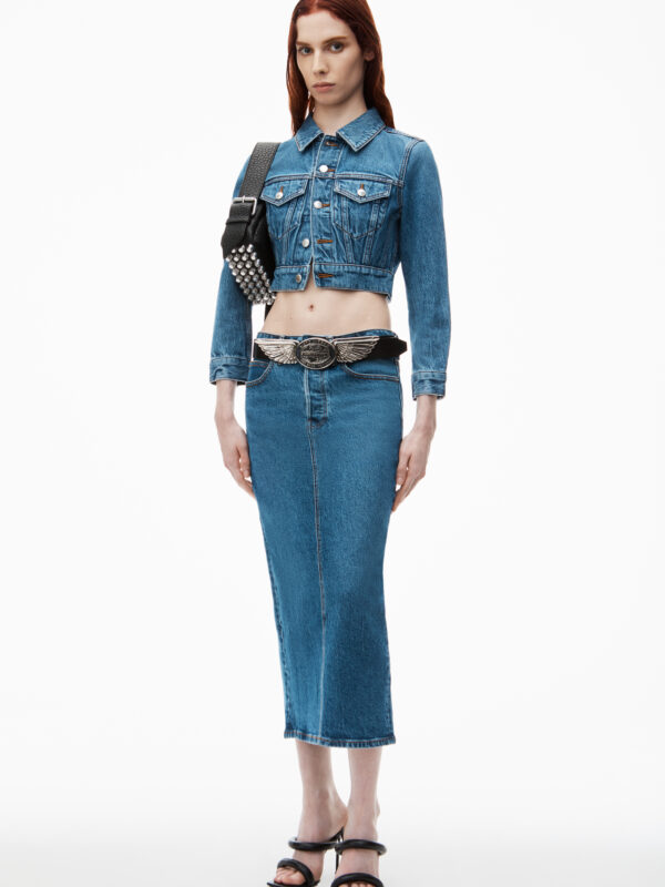 MIDI STRETCH DENIM SKIRT