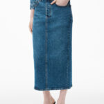 MIDI STRETCH DENIM SKIRT