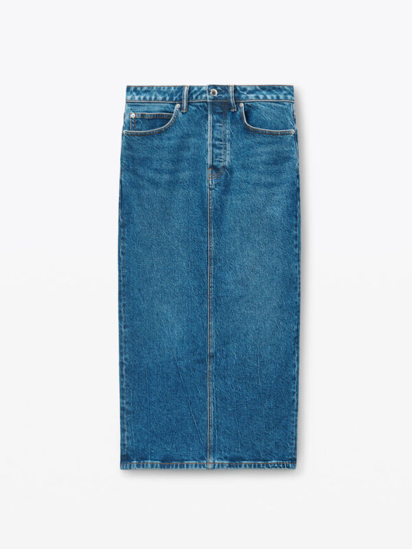 MIDI STRETCH DENIM SKIRT