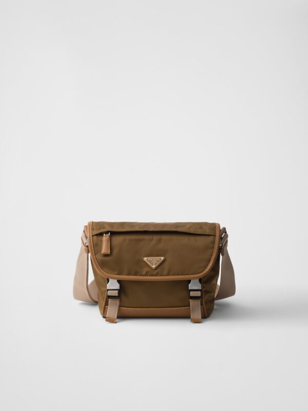 RE-NYLON AND LEATHER SHOULDER BAG