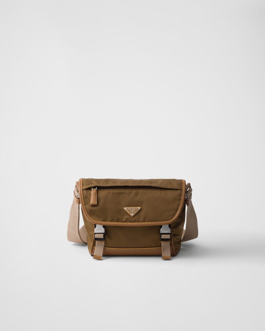 RE-NYLON AND LEATHER SHOULDER BAG
