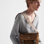 RE-NYLON AND LEATHER SHOULDER BAG