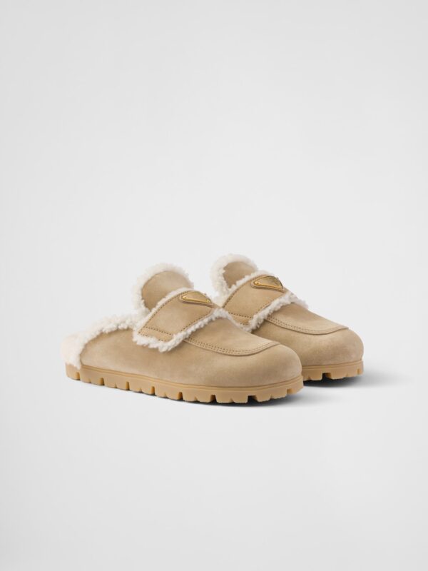 SUEDE AND SHEARLING SLIPPERS