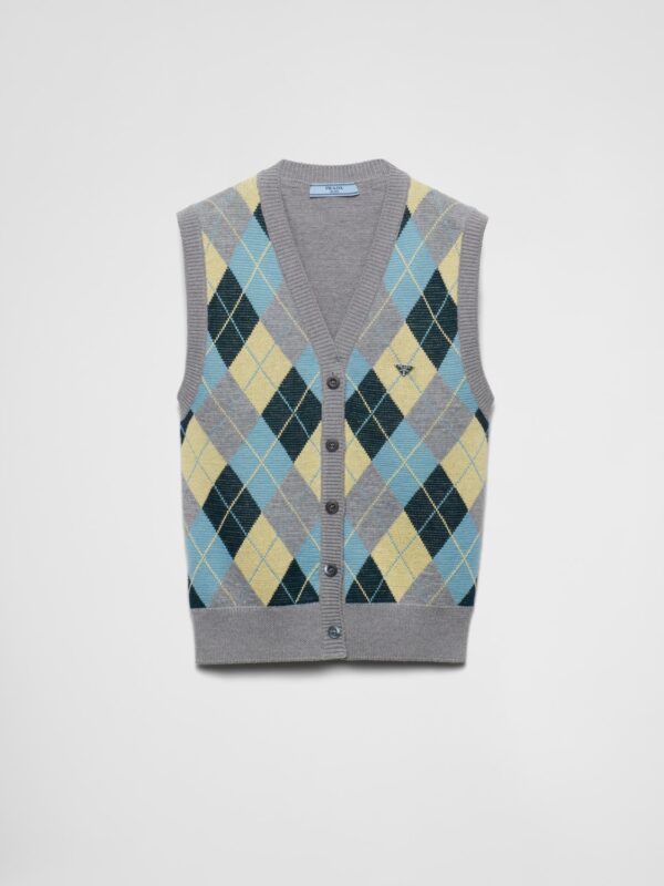 WOOL ARGYL PATTERN VEST
