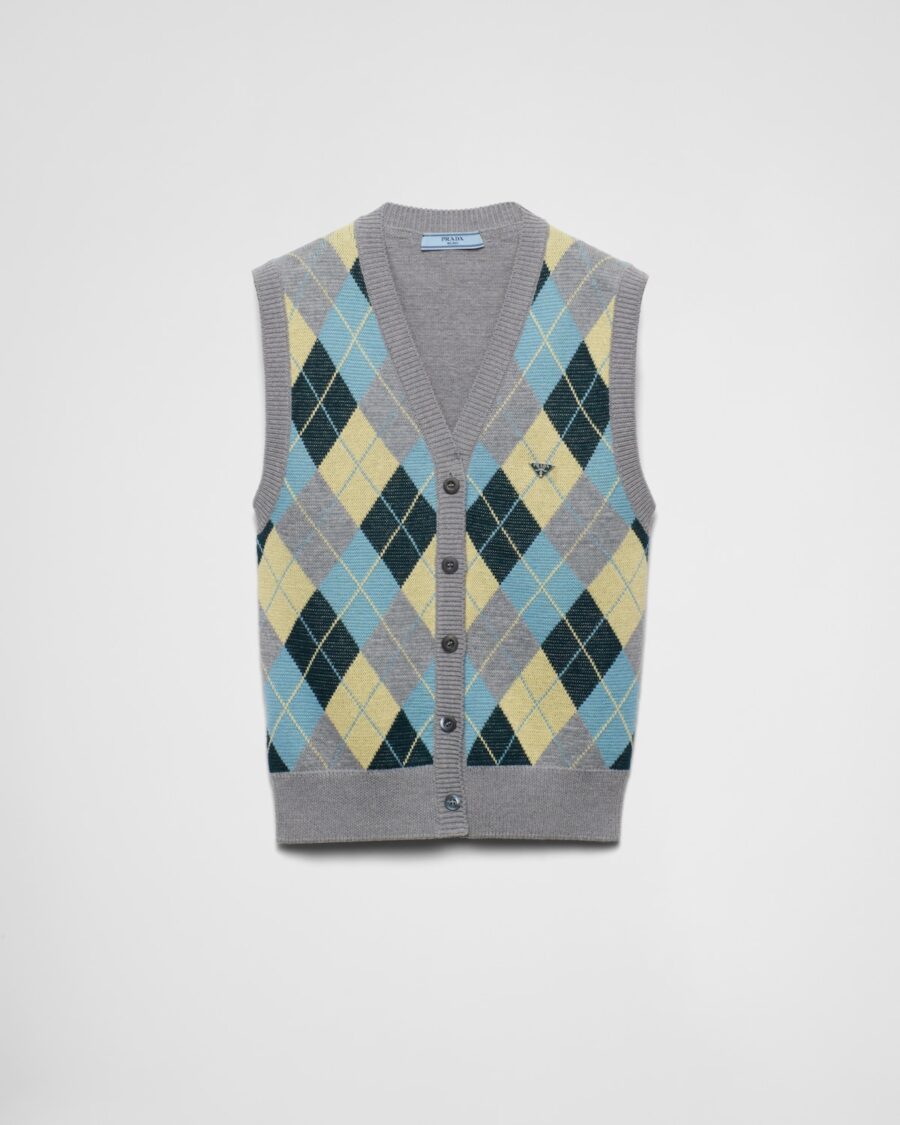 WOOL ARGYL PATTERN VEST