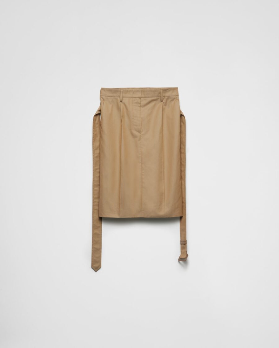 COTTON TWILL PENCIL SKIRT WITH BELT