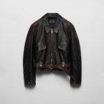 CROPPED LEATHER JACKET WITH BELT