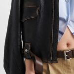 CROPPED LEATHER JACKET WITH BELT