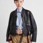 CROPPED LEATHER JACKET WITH BELT