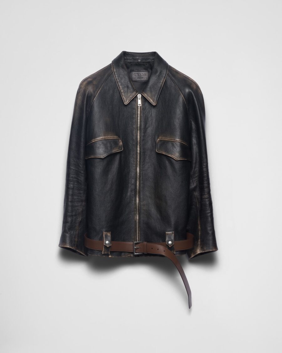 LEATHER JACKET WITH BELT