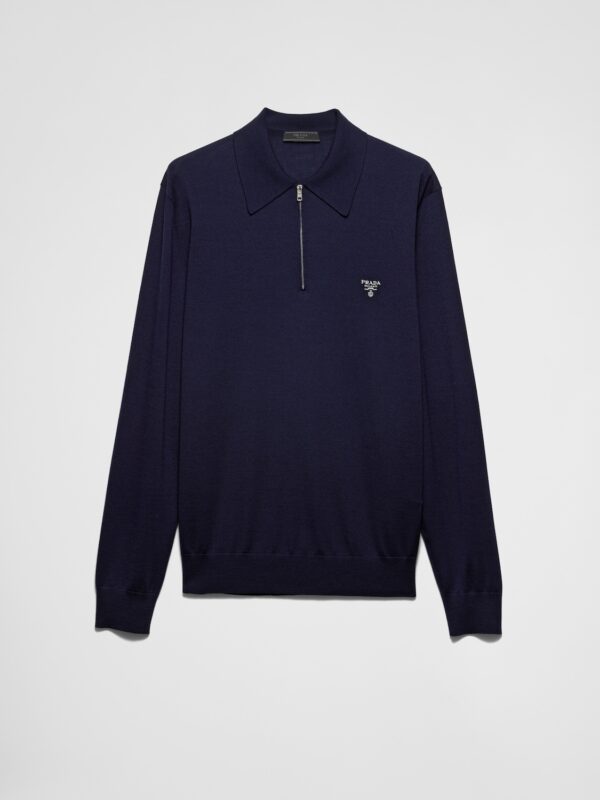SUPER FINE WOOL POLO SWEATER