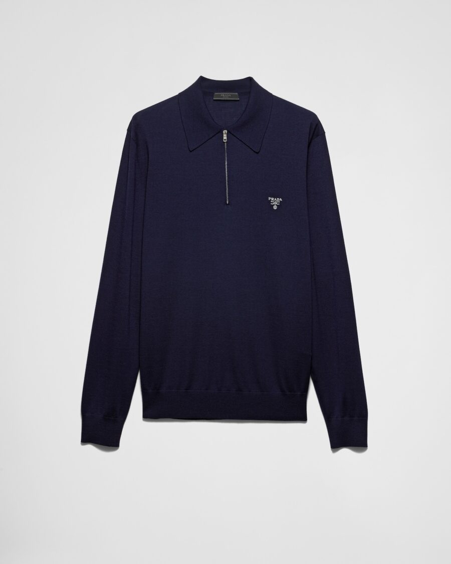 SUPER FINE WOOL POLO SWEATER