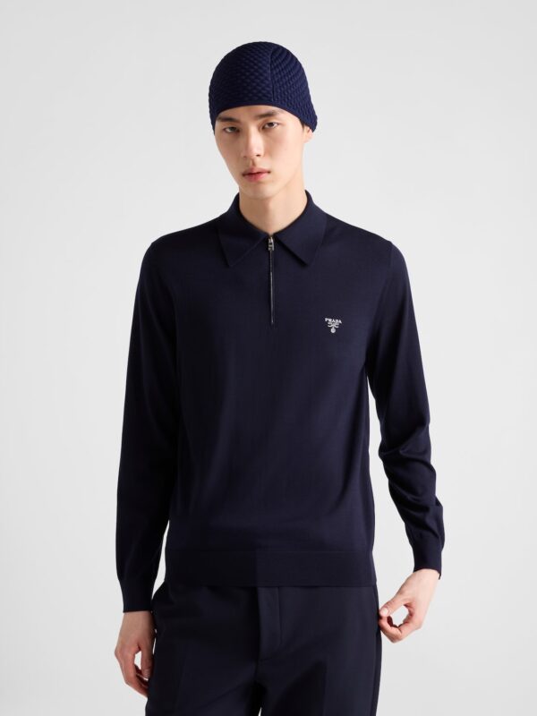 SUPER FINE WOOL POLO SWEATER