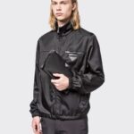 RE-NYLON AND SAFFIANO LEATHER POUCH