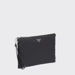 RE-NYLON AND SAFFIANO LEATHER POUCH