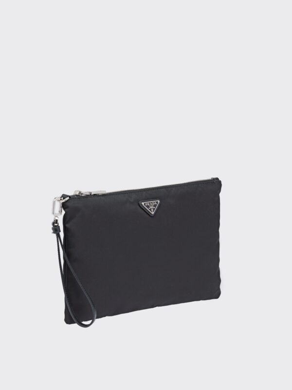 RE-NYLON AND SAFFIANO LEATHER POUCH