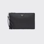 RE-NYLON AND SAFFIANO LEATHER POUCH