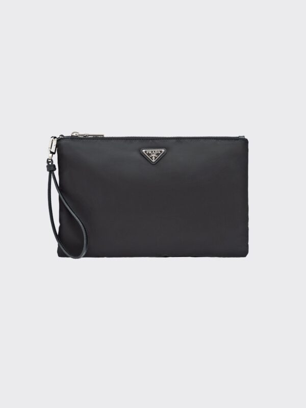 RE-NYLON AND SAFFIANO LEATHER POUCH