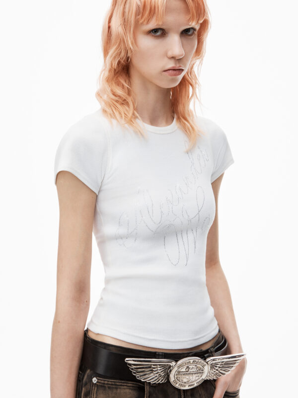 RIBBED JERSEY CRYSTAL HOTFIX TEE
