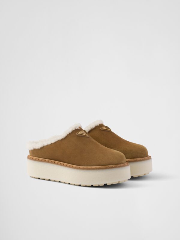 SUEDE SHEARLING MULES