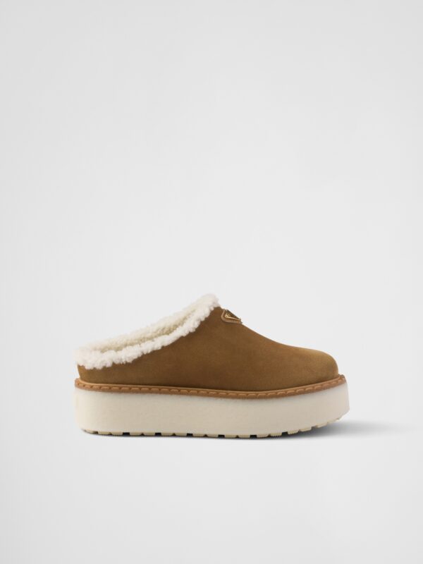 SUEDE SHEARLING MULES