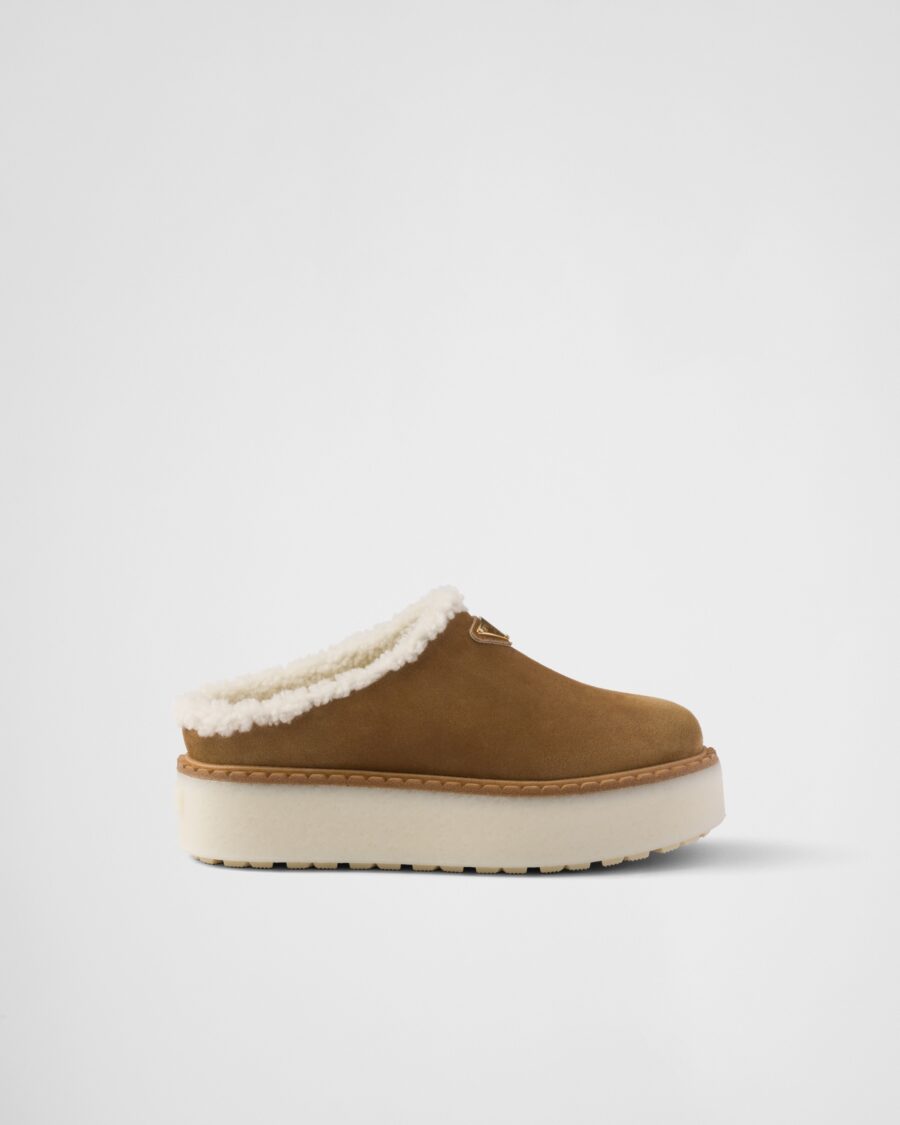 SUEDE SHEARLING MULES