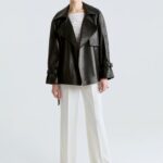 BREA BELTED SHORT LEATHER TRENCH