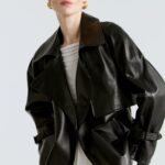 BREA BELTED SHORT LEATHER TRENCH