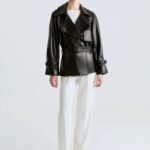 BREA BELTED SHORT LEATHER TRENCH