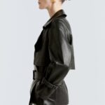 BREA BELTED SHORT LEATHER TRENCH