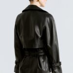 BREA BELTED SHORT LEATHER TRENCH