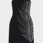 CRYSTAL FEATHER BUSTIER MINI DRESS
