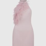 CRYSTAL FEATHER HALTER MINI DRESS