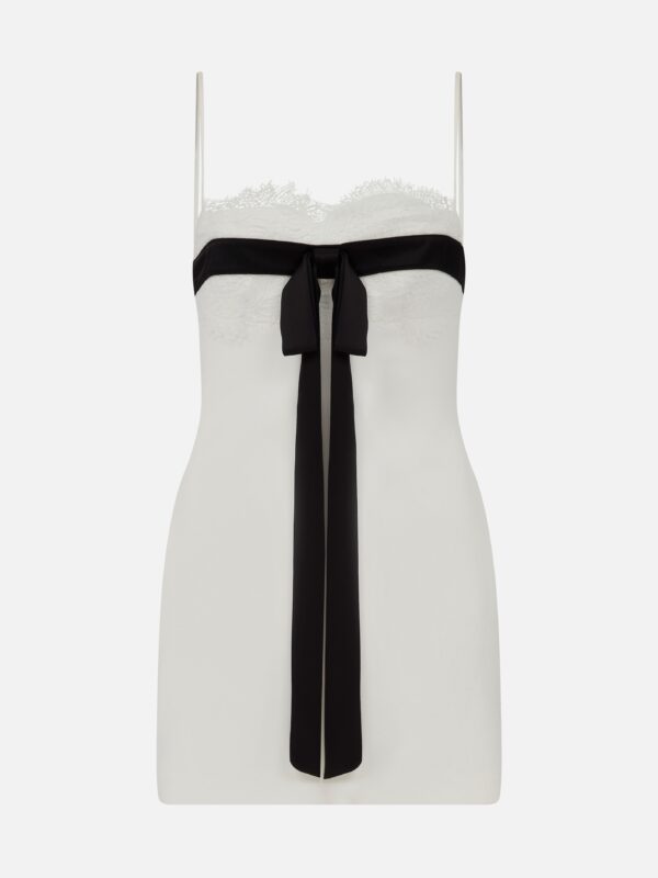 COLOUR CONTRAST BOW MINI DRESS
