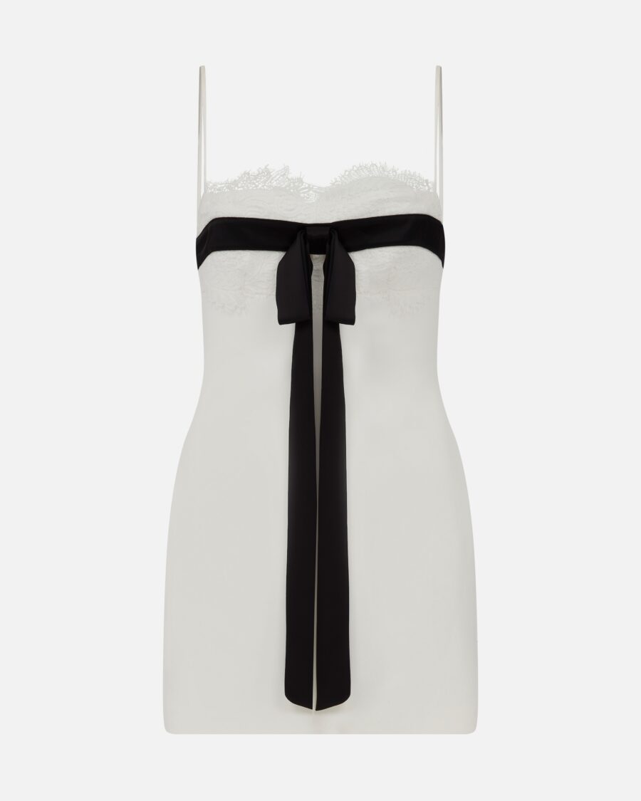 COLOUR CONTRAST BOW MINI DRESS
