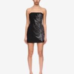 CRYSTAL FEATHER BUSTIER MINI DRESS