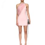 CRYSTAL FEATHER HALTER MINI DRESS