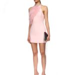 CRYSTAL FEATHER HALTER MINI DRESS