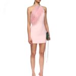 CRYSTAL FEATHER HALTER MINI DRESS