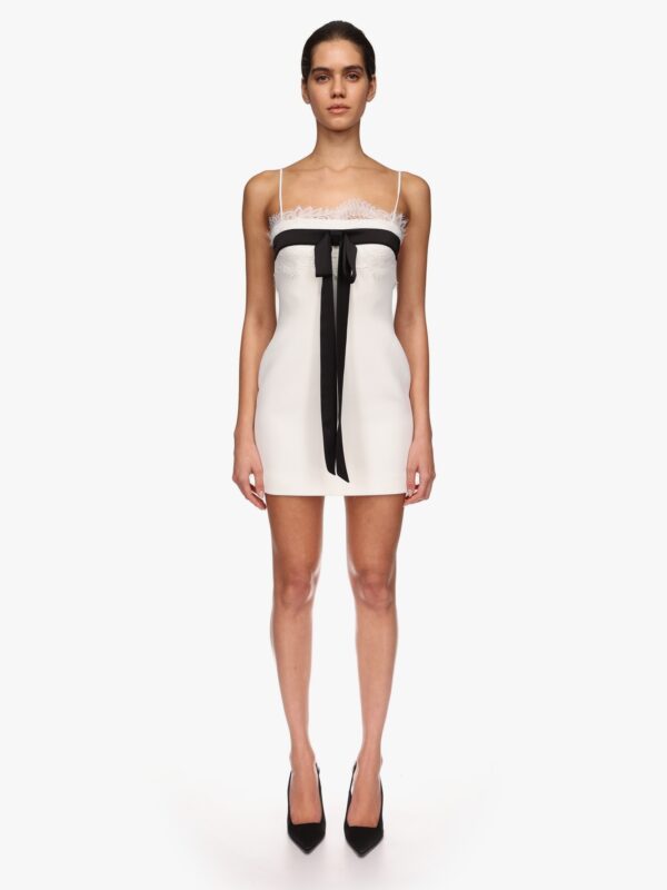 COLOUR CONTRAST BOW MINI DRESS