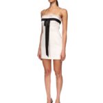 COLOUR CONTRAST BOW MINI DRESS