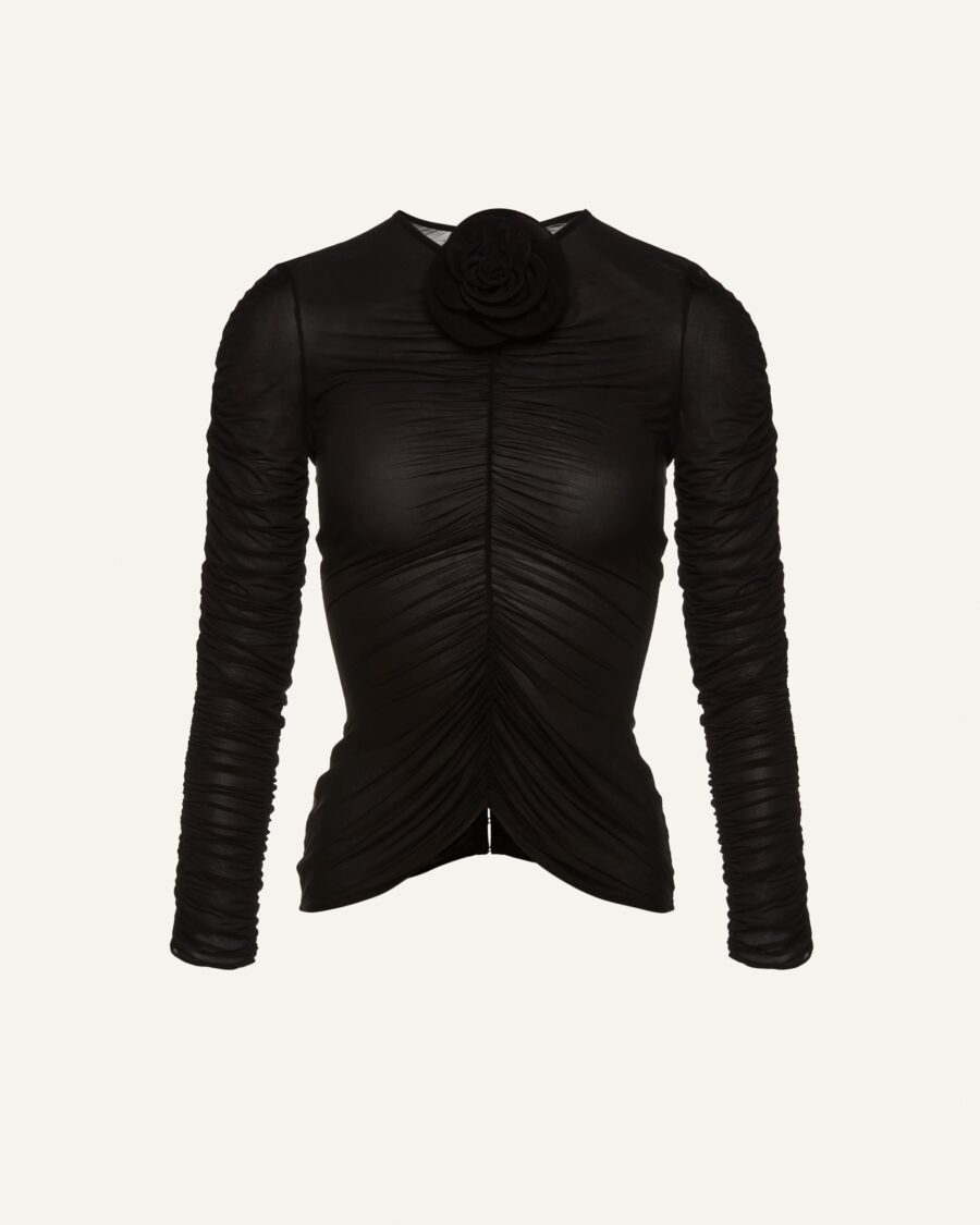 SHEER RUCHED BLOUSE