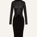 SHEER HIGH NECK MIDI DRESS