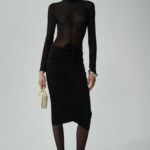 SHEER HIGH NECK MIDI DRESS