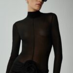 SHEER HIGH NECK MIDI DRESS