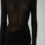 SHEER HIGH NECK MIDI DRESS