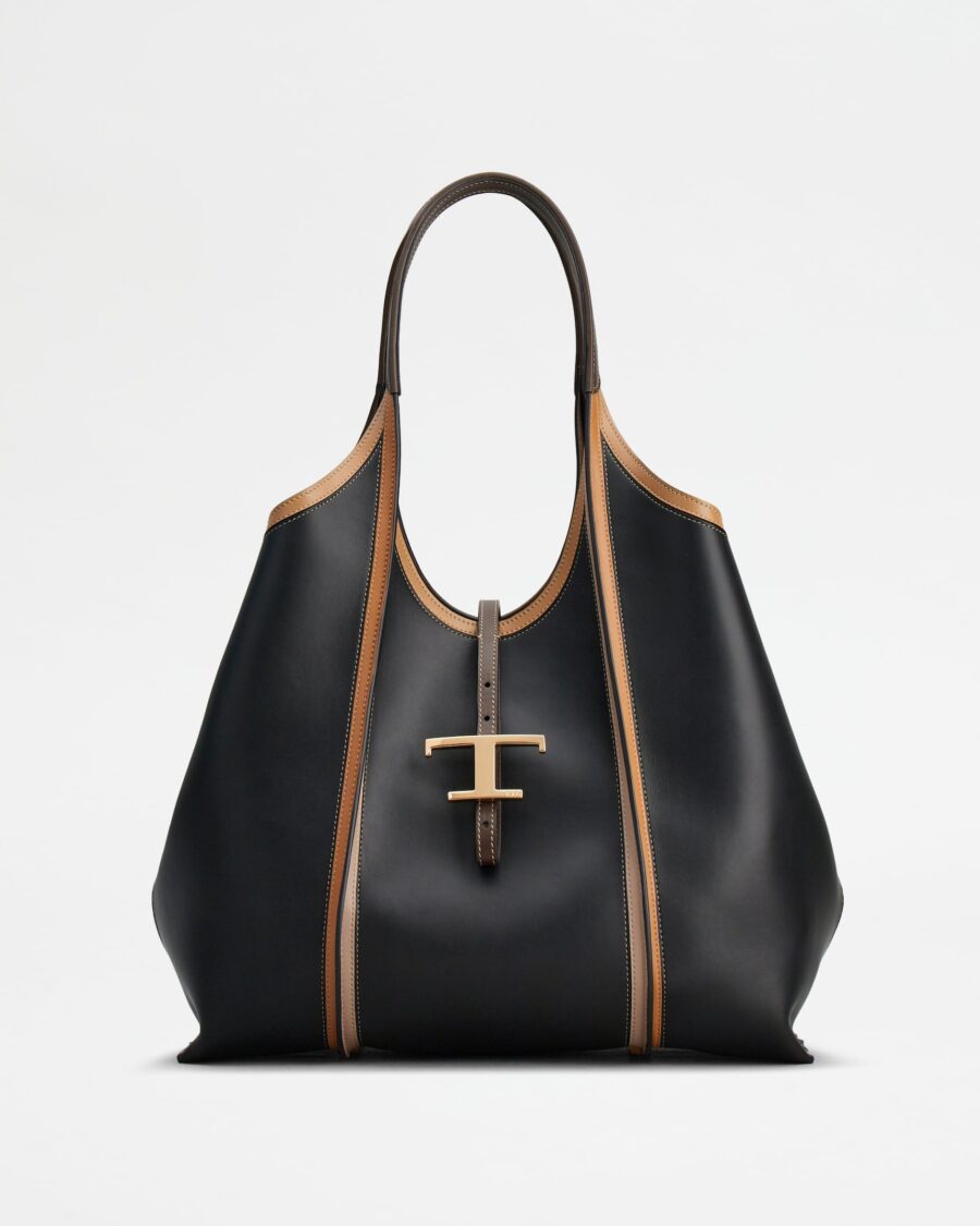 T TIMELESS TOTE BAG IN LEATHER