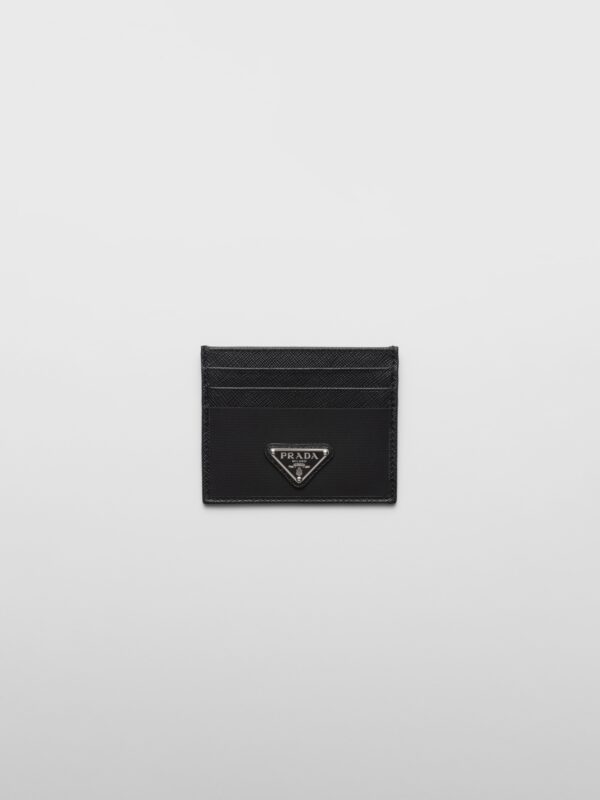 RE-NYLON AND SAFFIANO LEATHER CARD HOLDER