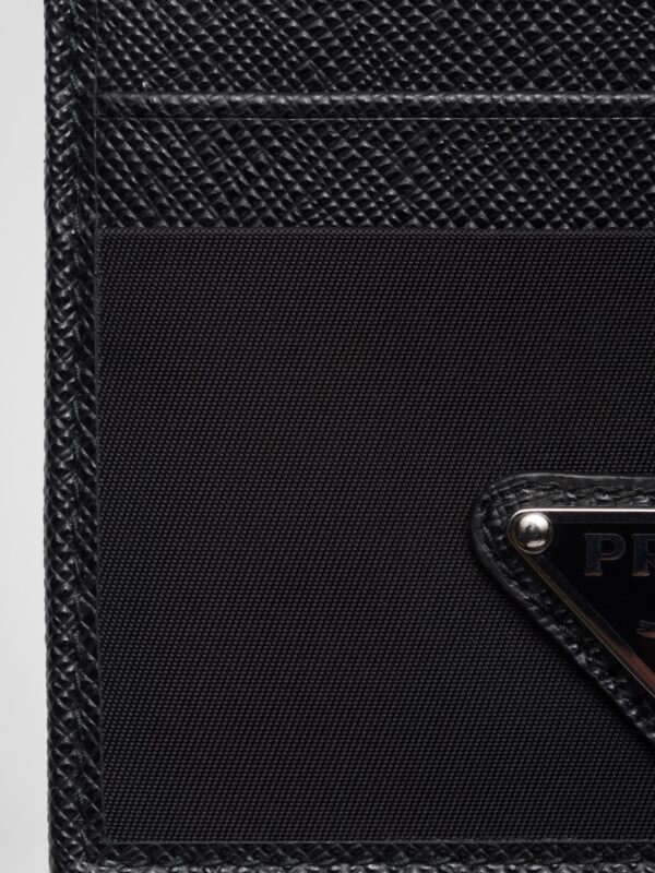 RE-NYLON AND SAFFIANO LEATHER CARD HOLDER