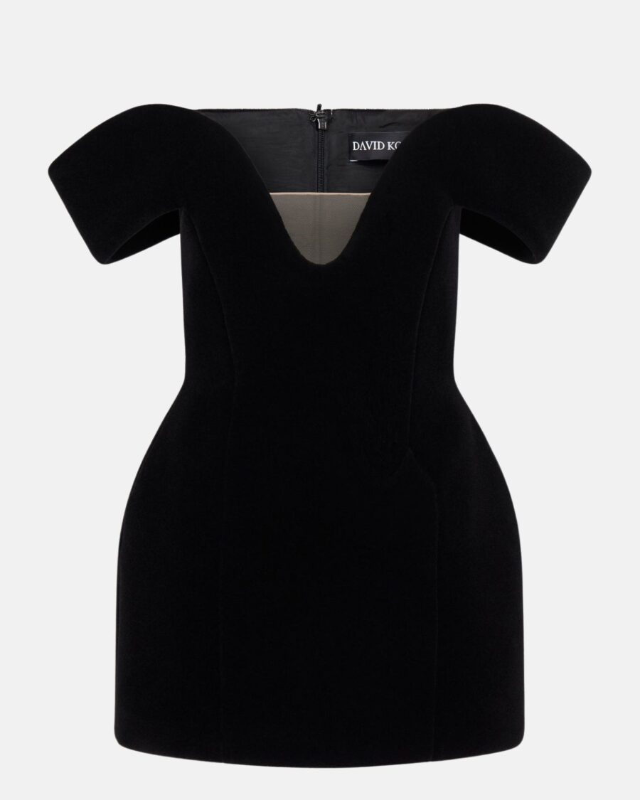 OFF THE SHOULDER VELVET MINI DRESS